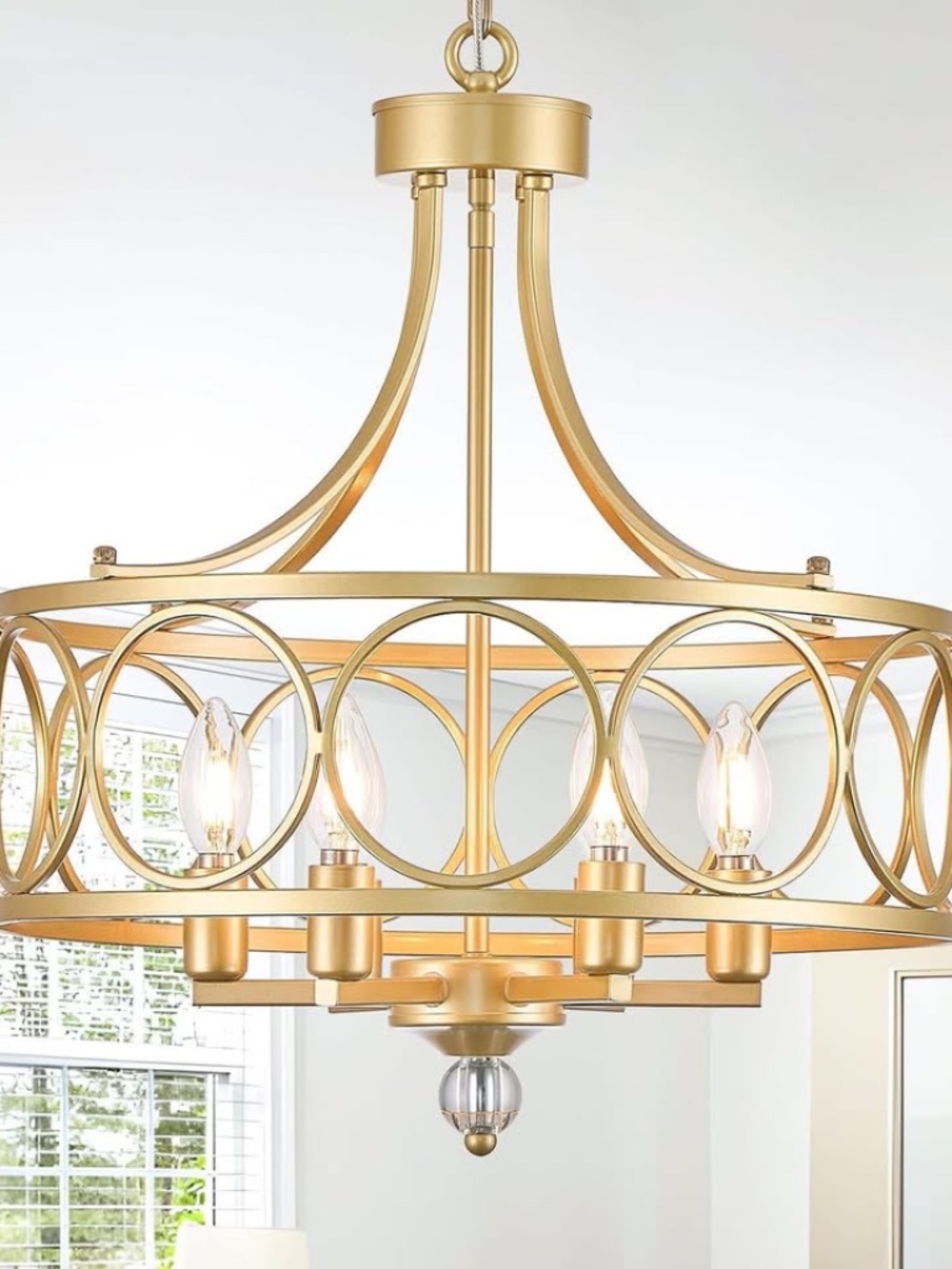 NEW 6-Light Chandelier,17.5" Gold Metal Pendant Lights Kitchen Island